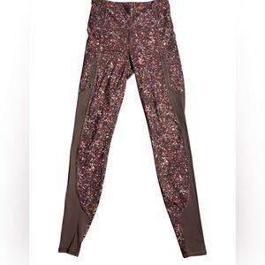 Athleta Rainier Printed Leggings XXS Brown Multi Abstract Fleece-Lined High Rise